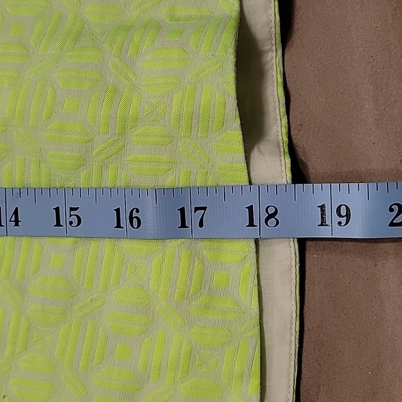 J Crew Factory Size 12 Jacquard Fluorescent / Neon Yellow-Green A-Line Skirt - Picture 7 of 10